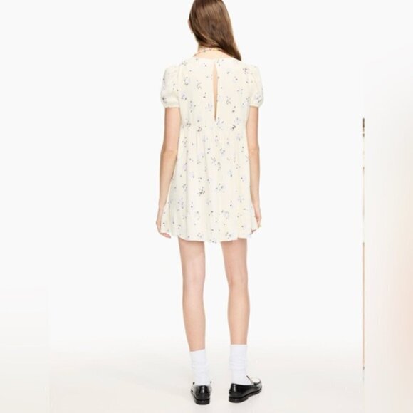 Aritzia SUNDEH Zane puff-sleeve Cottagecore floral butter yellow dress SZ Medium - Picture 2 of 16